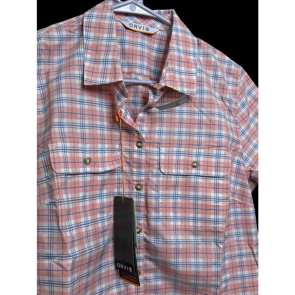 Orvis Pink Plaid Casual Button Down Shirt Womens UPF 30 Camping Outdoor M NWT E6